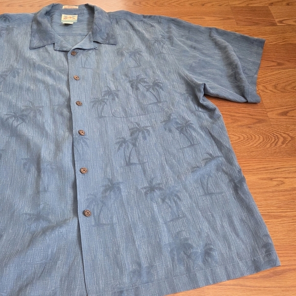 REYN SPOONER Blue Palm Trees Regency Silk Jacquard Hawaiian Camp Shirt Large XXL - Picture 3 of 12